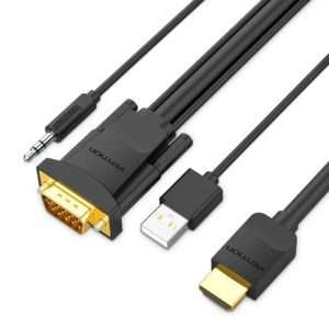 Vention Hdmi To Vga Cable With Audio Output And Usb Power Supply 1.5m Black (ABIBG)