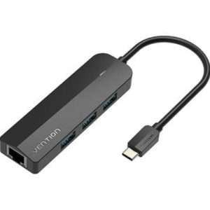 Vention USB-C to USB 3.0*3/RJ45/Micro-B HUB 0.15M Black ABS Type (TGPBB)
