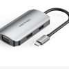 Vention USB C Multi-function 4 in 1 Docking Station USB-C to HDMI/VGA/USB 3.0/PD Docking Station 0.15M Gray Aluminum Alloy Type (TOAHB)