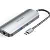 Vention USB C Multi-function 8 in 1 Docking Station to HDMI/USB3.0x3/RJ45/SD/TF/PD Docking Station 0.15M Gray Aluminum Alloy Type (100w) (TOKHB)
