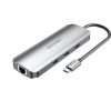 Vention USB C Multi-function 9 in 1 Docking Station HDMI/USB3.0x3/RJ45/SD/TF/TRRS 3.5mm/PD Docking Station 0.15M Gray Aluminum Alloy Type (100w) (TOLHB)