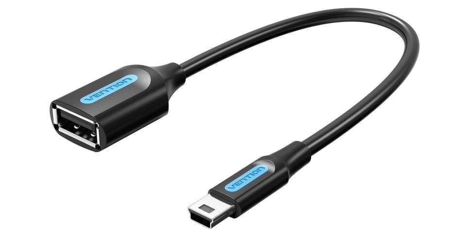Vention USB 2.0 Mini-B Male to A Female OTG Cable 0.15M Black PVC Type (CCTBB)