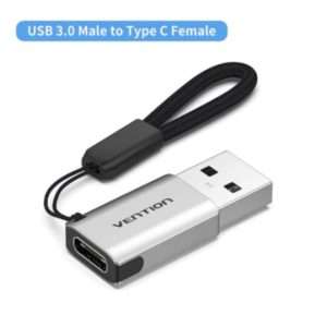 Vention USB 3.0 Male to USB-C Female Adapter Gray Aluminum Alloy Type (CDPHO)