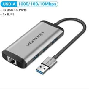 Vention USB 3.0 to USB3.0 (3 PORTS) + Gigabit Ethernet Aluminum Alloy Docking Station (CKBHB)