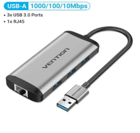Vention USB 3.0 to USB3.0 (3 PORTS) + Gigabit Ethernet Aluminum Alloy Docking Station (CKBHB)