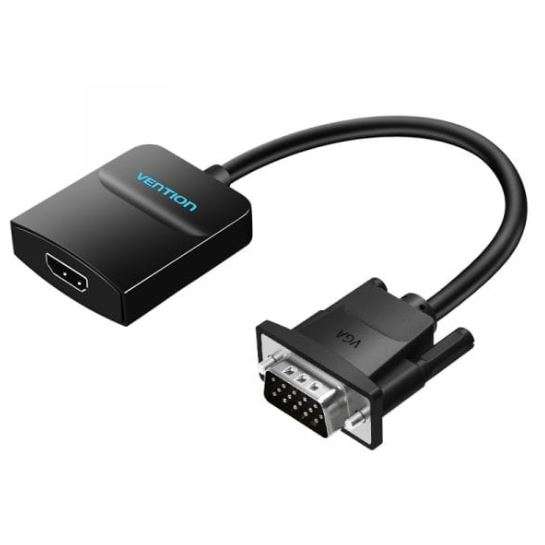 Vention VGA to HDMI Converter with Female Micro USB and Audio Port 0.15M Black (ACNBB)