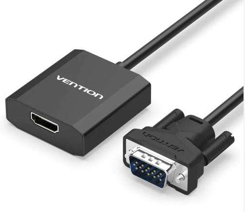 Vention VGA to HDMI Converter with Female Micro USB and Audio Port 0.15M Black Metal Type (ACEBO)
