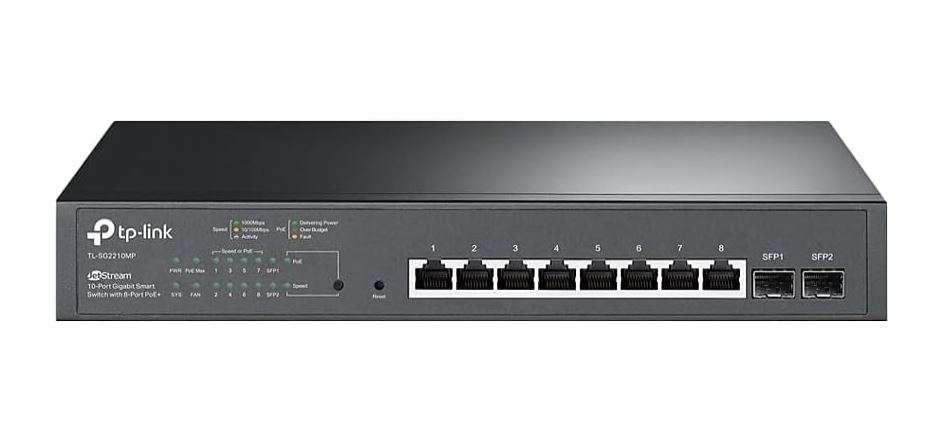 TP-Link JetStream 10-Port Gigabit Smart Switch with 8 PoE+ Ports & 2 Gigabit SFP Slots TL-SG2210MP