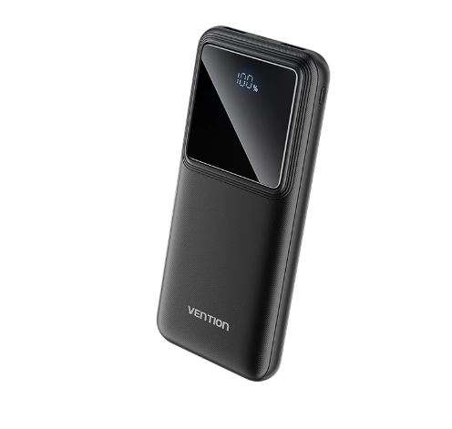 Vention 10000mAh Power Bank (Micro-USB + USB-C + USB-A + USB-A) 22.5W Black LED Display Type (FHKB0)