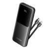 Vention 10000mAh Power Bank (Micro-USB + USB-C + USB-A + USB-A) with Integrated USB-C and Lightning Cables 22.5W Black LED Display Type (FHOB0)