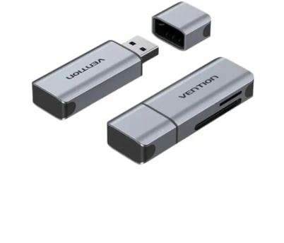 Vention 2-in-1 USB 3.0 A Card Reader(SD+TF) Gray Dual Drive Letter Aluminum Alloy Type (CLIH0)