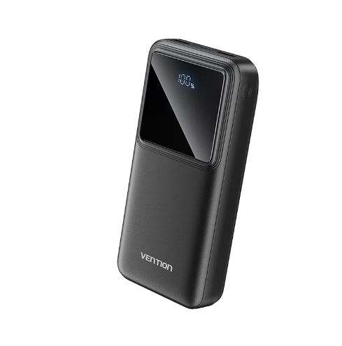 Vention 20000mAh Power Bank (Micro-USB + USB-C + USB-A + USB-A) 22.5W Black LED Display Type (FHLB0)