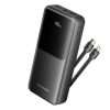 Vention 20000mAh Power Bank (Micro-USB + USB-C + USB-A + USB-A) with Integrated USB-C and Lightning Cables 22.5W Black LED Display Type (FHPB0)