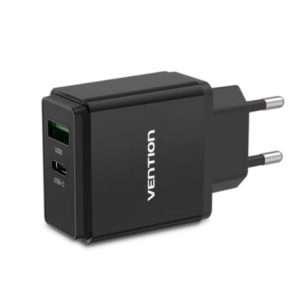 Vention Two-port USB A+C(18W/20W) Wall Charger UK-Plug (QC67-UK-B)