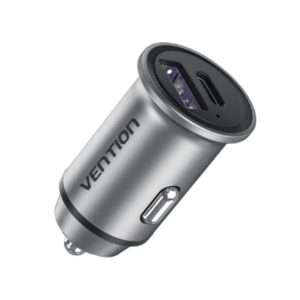 Vention Two-Port USB A+A(30+30) Car Charger Gray Mini Style Aluminium Alloy Type (FFFHO)