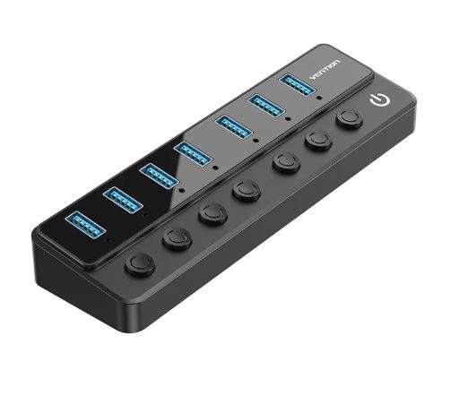 Vention USB B to USB 3.0 X7 HUB with individual Power switches And DC.5.5m power adapter (CHXBO-UK)