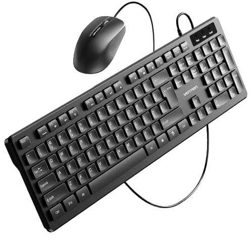 Vention USB Wired Full-Sized Keyboard and Mouse Combo Black Slim Type - US English Layout (KTCB0-EN)