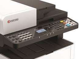 Close-up of control panel on Kyocera Ecosys M2635DN Printer