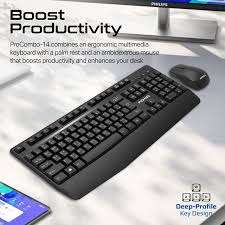 Ergonomic mouse included in Promate Wireless Keyboard and Mouse Combo