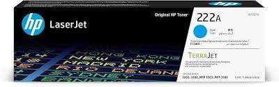 Front view of HP 222A Cyan LaserJet Toner Cartridge (W2221A)