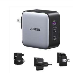 Ugreen 65W 3-Port GaN Fast Charger with Interchangeable Plugs - CD296
