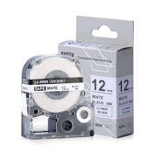Epson Compatible Label Tape SS12KW – black text on white tape