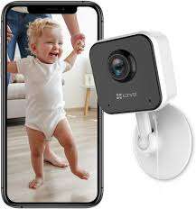 Ezviz H1C Smart Home Wi‑Fi Camera in use as baby monitor on nursery shelf