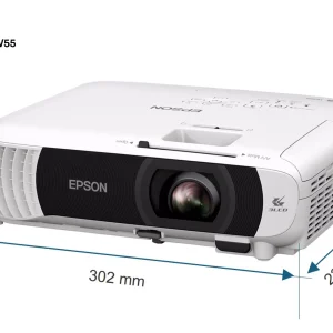 Epson EB‑W55 front view showing measurements