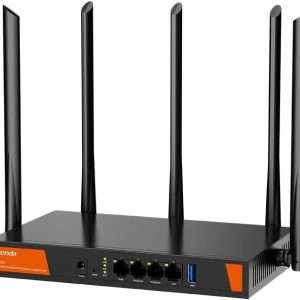 Tenda W30E gigabit ports close-up