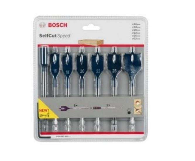 Bosch Drill Bits Flat/Spade Hexagon 7pc Set
