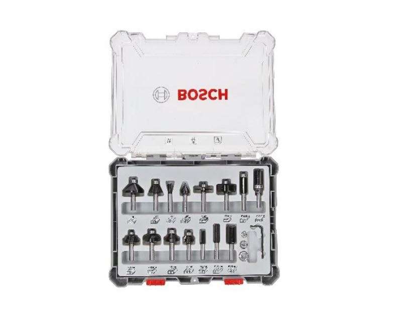 Bosch Router Bit Mixed 8mm 15Pcs (2607017472)