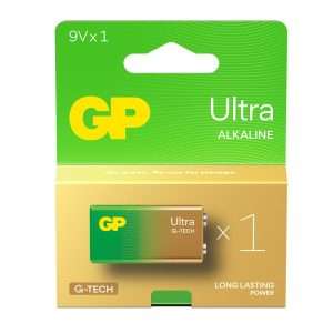 GP battery, GP 9V battery, 6LR61 battery, 9V alkaline battery, GP Ultra Alkaline, G-TECH battery, smoke alarm battery, microphone battery, non-rechargeable 9V, alkaline 9V