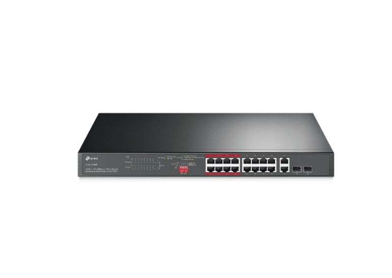 TP-Link 16-Port 10/100 Mbps + 2-Port Gigabit Rackmount Switch with 16-Port PoE+ - TL-SL1218MP