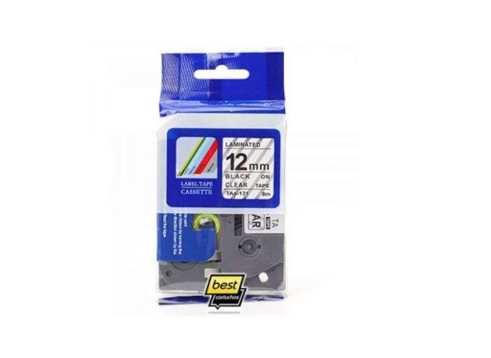 Brother TZ2-131 12mm x 8m Black on Clear Label Tape