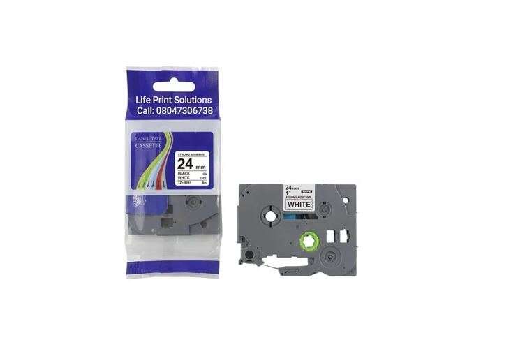 Brother TZ2-251 24mm x 8m Black on White Label Tape