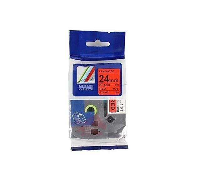 Brother TZ2-451 24mm x 8m Black on Red Label Tape