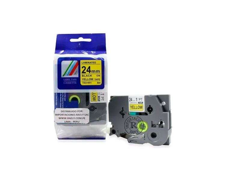 Brother TZ2-651 24mm x 8m Black on Yellow Label Tape
