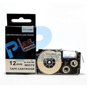 Casio PT-12WE 12mm x 8m Black on White Label Tape